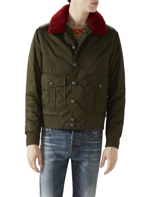 gucci nylon jacket men|Gucci shearling jacket for men.